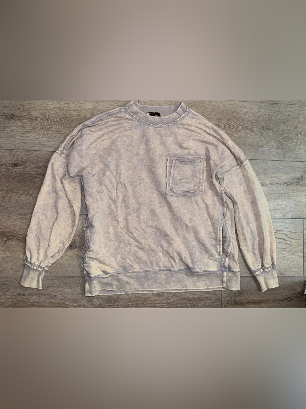 Zenana Acid Wash Exposed Seam Oversized Sweatshirt S